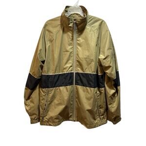 Vintage Nike windbreaker track jacket full zip tan with black stripe men’s M